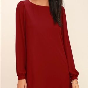 Lulus Status Update Wine Red Shift Dress